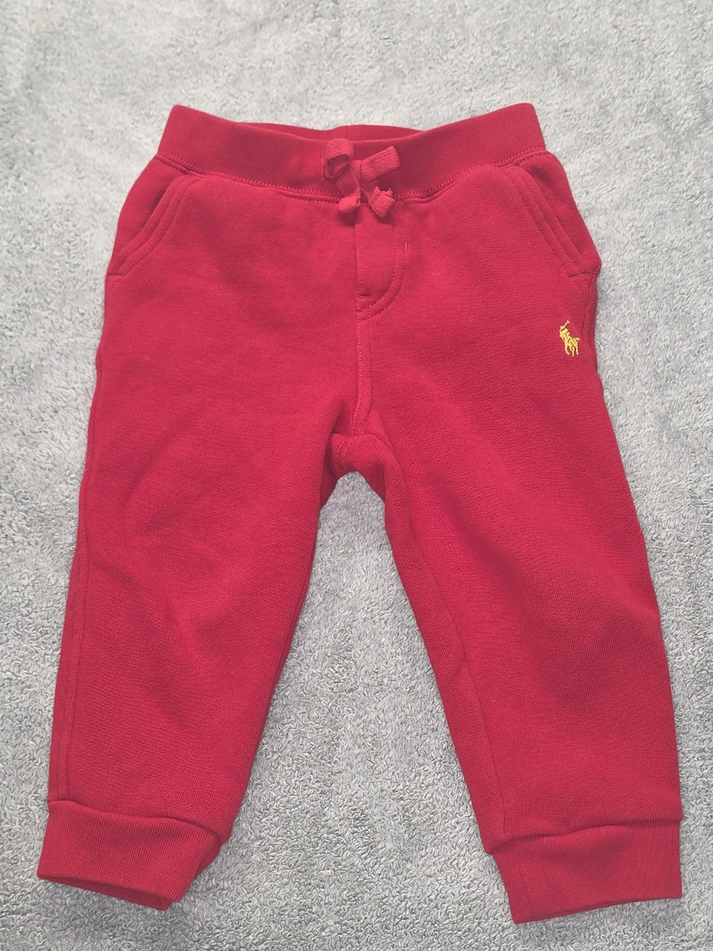 Ralph Lauren Toddler Red Sweatpant Joggers with Yellow Polo Pony